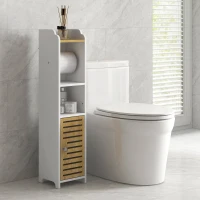 Kleankin Dulap Baie cu Suport Hartie Igienica – Depozitare Compacta(m-12)