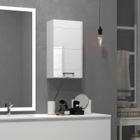 kleankin Dulap de Perete pentru Baie Dulap de Depozitare pentru Deasupra Toaletei Usa Rafturi de Depozitare pentru Hol Camera de Zi Alb depozitare laterala toaleta acasa birou hol prosop manere dus colt baza inalta vopsit rezistent la apa(m-10)