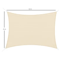 Outsunny Acoperis Perdea tip Velier Parasolar Dreptunghiular Potectie Raze UV din PE Crem, 4x6m(m-3)