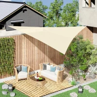 Outsunny Cort parasolar triunghiular- Cort tip velă - Anti UV - Crem - 5x5x5m(m-10)