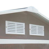 Outsunny Abrigo de Jardim 213x130x185cm Abrigo de Jardim Metálico de Exterior com 2 Portas Deslizantes e 4 Janelas Cinza Claro(m-10)