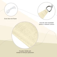 Outsunny Cort Parasolar Triunghiular, Alb Crem, 3x3x3m(m-6)