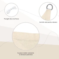 Outsunny Acoperis Perdea tip Velier Parasolar Dreptunghiular Potectie Raze UV din PE Crem, 4x6m(m-5)