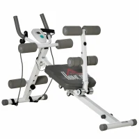 HOMCOM 2-in-1 Trainingsapparaat voor Sit-ups, met LCD-Monitor, Fitnessapparaat voor Thuis, Staal, Kunstleer(m-9)
