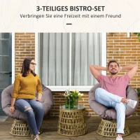 Outsunny Bistro-Set Balkon-Set Terrassenset, wetterbeständig, abnehmbare Polster, 85 cm x 70 cm x 82 cm, Natur +Hellbraun(m-4)