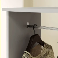 HOMCOM Open Wardrobe on Wheels, Bedroom Wardrobe with Clothes Hanging Rail, 3 Storage Shelves, Mobile Garment Rack for Cloakroom, Hallway, Grey(m-9)