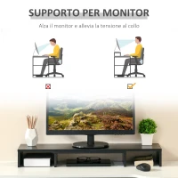Vinsetto Supporto Monitor in MDF con Lunghezza e Angolazione Regolabile, 80-117x23.5x10 cm, Nero(m-4)