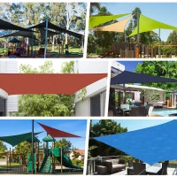 Outsunny Cort Parasolar Dreptunghiular Protecție Raze UV din PE, Culoarea nisipului, 4x6m(m-8)