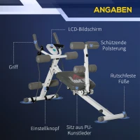 HOMCOM 2-in-1 Trainingsapparaat voor Sit-ups, met LCD-Monitor, Fitnessapparaat voor Thuis, Staal, Kunstleer(m-6)