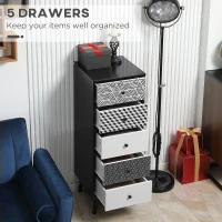 HOMCOM Chest of Drawers, 5 Drawer Dresser, Vertical Storage Organizer Unit for Bedroom, Living Room(m-4)