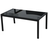 Outsunny Set Mobilier de Grădină din Ratan din 2 Scaune cu Brațe pentru Terasă, Bancă și Masă de Cafea, 80x42x37 cm, Negru(m-6)