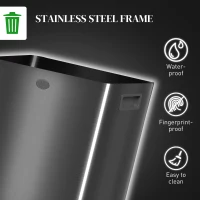 HOMCOM 40L Dual Compartment Stainless Steel Bin, with Deodoriser Holders - Black(m-8)