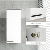 HOMCOM Dulap de Baie de Perete, Mobilier de Baie cu 3 Rafturi și Polițe Reglabile, 30x32x73 cm, Alb(m-6)