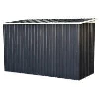 Outsunny Gerätehaus, Gartenhaus, Geräteschuppen mit Schiebetür, Lüftungsfenster, Pultdach, Outdoor, Stahl, Dunkelgrau, 280 x 130 x 172 cm(m-30)