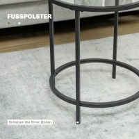 HOMCOM Ronde Bijzettafel met Glazen Blad en Metalen Frame, Kleine Koffietafel voor Woonkamer, Slaapkamer, Zwart(m-6)
