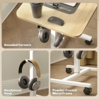 HOMCOM 75-115cm Manual Adjustable Sit-To-Stand Desk - White/Wood-Effect(m-7)