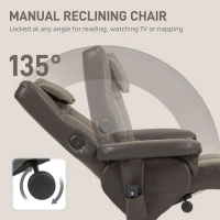 HOMCOM Faux Leather Massage Recliner Chair, with Storage Ottoman - Brown(m-5)