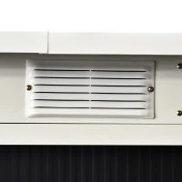 Outsunny Gerätehaus, Gartenhaus, Geräteschuppen mit Schiebetür, Lüftungsfenster, Pultdach, Outdoor, Stahl, Dunkelgrau, 280 x 130 x 172 cm(m-16)