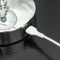 HOMCOM Lampă de Masă cu Buton și Port USB, Lampă Modernă din Metal, Sticlă și Poliester, Ø23x45 cm, Argintiu(m-9)