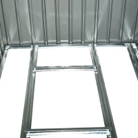 Outsunny Gerätehaus, Gartenhaus, Geräteschuppen mit Schiebetür, Lüftungsfenster, Pultdach, Outdoor, Stahl, Dunkelgrau, 280 x 130 x 172 cm(m-23)