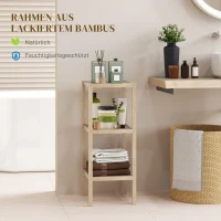 HOMCOM Bamboe Badkamerrek met 3 Planken, Waterbestendig, 33 x 31 x 78 cm(m-5)