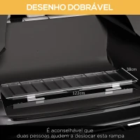 HOMCOM Rampa para Cadeira de Rodas Dobrável Portátil com Autocolantes Reflectores Carga 272 kg 122x73,6x5,1 cm Preto(m-6)