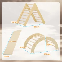 AIYAPLAY Triangulo de Escalada de Madeira Escalada para Crianças de 18-48 Meses com Rampa e Arco de Aprendizagem 219x72,5x68,5 cm Madeira(m-3)