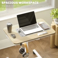 HOMCOM 75-115cm Manual Adjustable Sit-To-Stand Desk - White/Wood-Effect(m-6)
