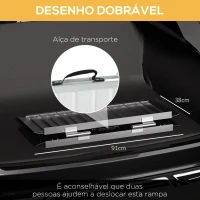 HOMCOM Rampa para Cadeira de Rodas Dobrável Portátil com Autocolantes Reflectores Carga 272 kg 91x73,6x5,1 cm Preto(m-6)