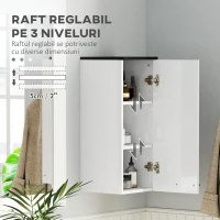 HOMCOM Dulap de Baie de Perete, Mobilier de Baie cu 3 Rafturi și Polițe Reglabile, 30x32x73 cm, Alb(m-5)