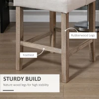 HOMCOM Zestaw 2 stołków barowych nowoczesne krzesła kuchenne stołki barowe do kuchni imitacja lnu drewno(m-5)