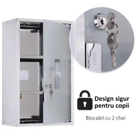HOMCOM dulapior medicamente din inox, 50x30x18cm, argintiu(m-5)