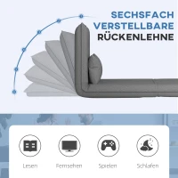 HOMCOM Fauteuil de sol, design 3-en-1, fauteuil de sol réglable, chaise longue pour salon, chambre à coucher, chambre d'amis, bureau, gris(m-5)