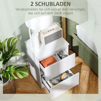 HOMCOM Nachtkastje met 2 Lades, Bijzettafel met Opbergruimte, voor Woonkamer, Slaapkamer, Wit(m-5)
