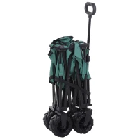 Outsunny Bollerwagen Faltbarer Handwagen 360° Gartenwagen Transportwagen mit  Teleskop Griff Verstellbarer Griffhöhe Strandwagen bis 70 kg Tragkraft Metall Oxford Grün 108 x 55 x 59-89 cm(m-18)