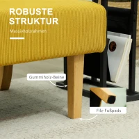 HOMCOM Tweezitsbank met Corduroy Bekleding, Dikke Vulling en Stevige Houten Poten voor Woonkamer, Slaapkamer, Kantoor, Geel(m-6)