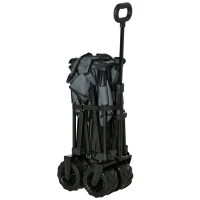 Outsunny Bollerwagen Faltbarer Handwagen 360° Gartenwagen Transportwagen mit  Teleskop Griff Verstellbarer Griffhöhe Strandwagen bis 70 kg Tragkraft Metall Oxford Dunkelgrau 108 x 55 x 59-89 cm(m-19)