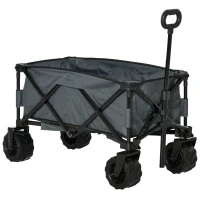 Outsunny Bollerwagen Faltbarer Handwagen 360° Gartenwagen Transportwagen mit  Teleskop Griff Verstellbarer Griffhöhe Strandwagen bis 70 kg Tragkraft Metall Oxford Dunkelgrau 108 x 55 x 59-89 cm(m-24)