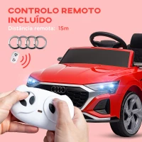 AIYAPLAY Carro Elétrico para Crianças Carro Audi Q8 Etron Sportback Infantil 12V Faróis Buzina e Música 98x49,5x43 cm Vermelho(m-5)