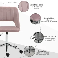 Vinsetto Armless Velvet-Feel Office Chair - Pink(m-7)