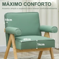 HOMCOM Poltrona Sala de Estar Poltrona Nórdica Poltrona Estofada em PU com Apoio para os Braços 73x70x80 cm Verde(m-4)