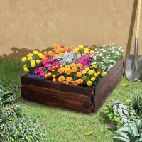 Outsunny Hochbeet, Pflanzkasten, Gemüsebeet, Kräuterbeet, Massivholz, Dunkelbraun, 60 x 60 x 23 cm(m-7)