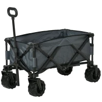 Outsunny Bollerwagen Faltbarer Handwagen 360° Gartenwagen Transportwagen mit  Teleskop Griff Verstellbarer Griffhöhe Strandwagen bis 70 kg Tragkraft Metall Oxford Dunkelgrau 108 x 55 x 59-89 cm(m-28)