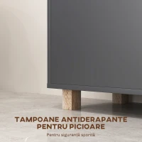 HOMCOM Mobilier de Baie cu Rafturi Deschise și Dulăpior cu 2 Uși, Dulap de Baie Spațios cu Mânere, 80x35x70 cm, Gri(m-6)