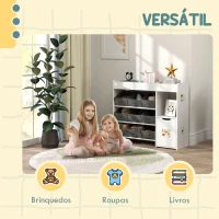AIYAPLAY Organizador de Brinquedos para Crianças com 9 Cestos Amovíveis Compartimentos e Autocolantes  92x30x80 cm Branco e Cinza(m-7)