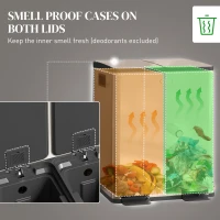 HOMCOM 40L Dual Compartment Stainless Steel Bin, with Deodoriser Holders - Gold Tone(m-5)