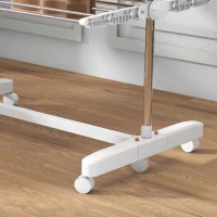 HOMCOM Stendino Verticale Pieghevole in Acciaio e Plastica con 6 Ruote e 4 Ripiani Regolabili, 142x55x172 cm(m-10)