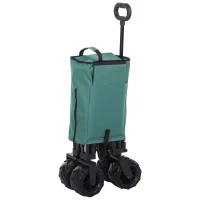 Outsunny Bollerwagen Faltbarer Handwagen 360° Gartenwagen Transportwagen mit  Teleskop Griff Verstellbarer Griffhöhe Strandwagen bis 70 kg Tragkraft Metall Oxford Grün 108 x 55 x 59-89 cm(m-16)