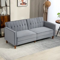 HOMCOM Velvet-Feel Three-Seater Sofa Bed - Dark Grey(m-2)