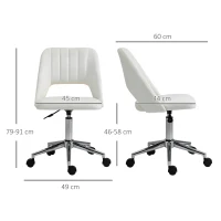 Vinsetto Armless Velvet-Feel Office Chair - Cream White(m-3)